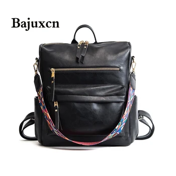 

2019 new Retro Large Backpack Women PU Leather Rucksack Women's Knapsack Travel Backpacks Shoulder School Bags Mochila Back Pack