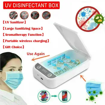 

Portable UV Sterilizing Box Disinfector Multifunctional Cellphone UV Light Sanitizer Box with Wireless Charging Function