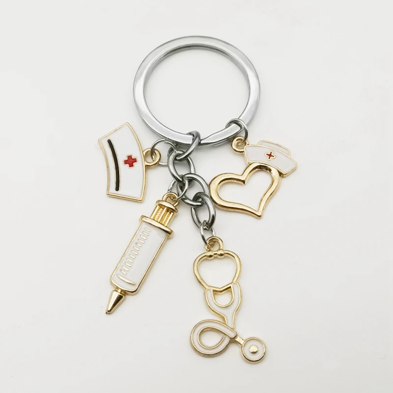 

New Nurse Cap Medical Keychain Needle Syringe Stethoscope Thermometer Cute Keychain Jewelry Gift Medical Student Souvenir Charm