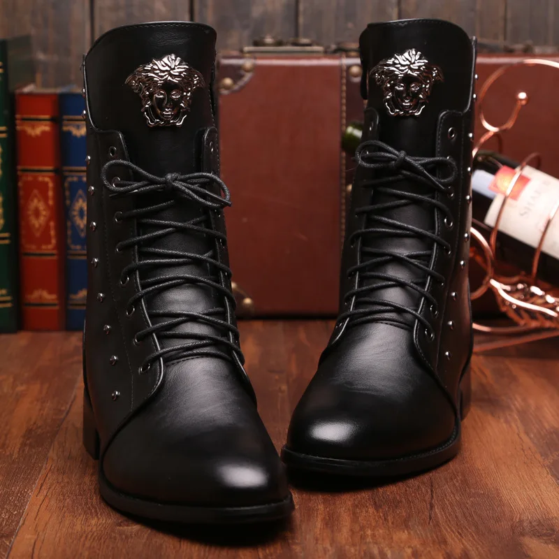 

Men Shoes Autumn And Winter New Style MEN'S BOOTS Korean-style Stylish British-Style Riveted Men's Leather Boot Martin Boots