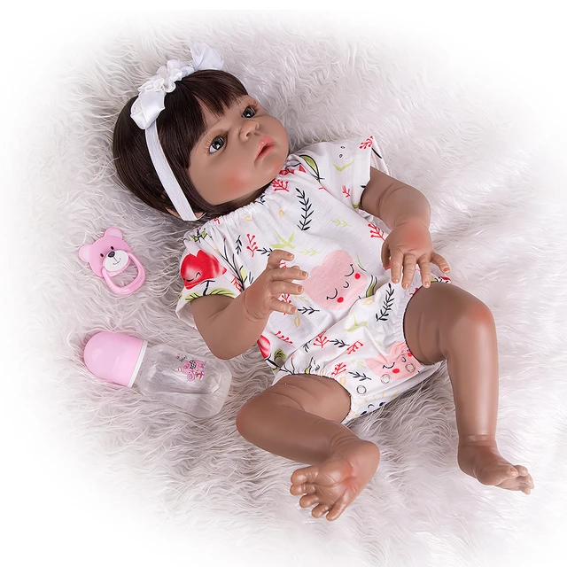 Bebe Reborn Black Skin Full Silicone Reborn Baby Dolls In Pink About 22  Inch Lovely Doll Reborn For Baby Gift Bonecas - Dolls - AliExpress