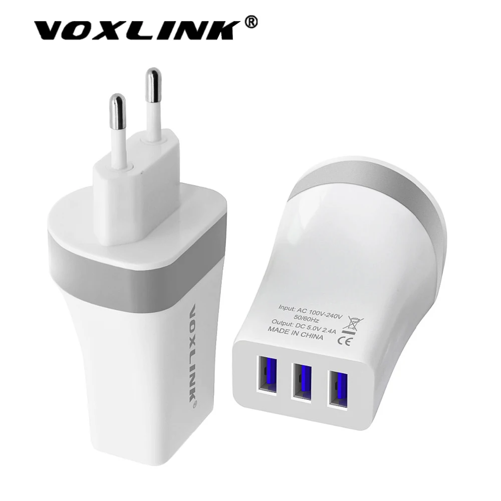 

VOXLINK 5V 2.4A 21W 3 USB Travel Wall Charger for iPhone X XS XR 8 iPad Samsung S8 S9 Galaxy HTC Xiaomi mi 8 LG Huawei P30 Nexus