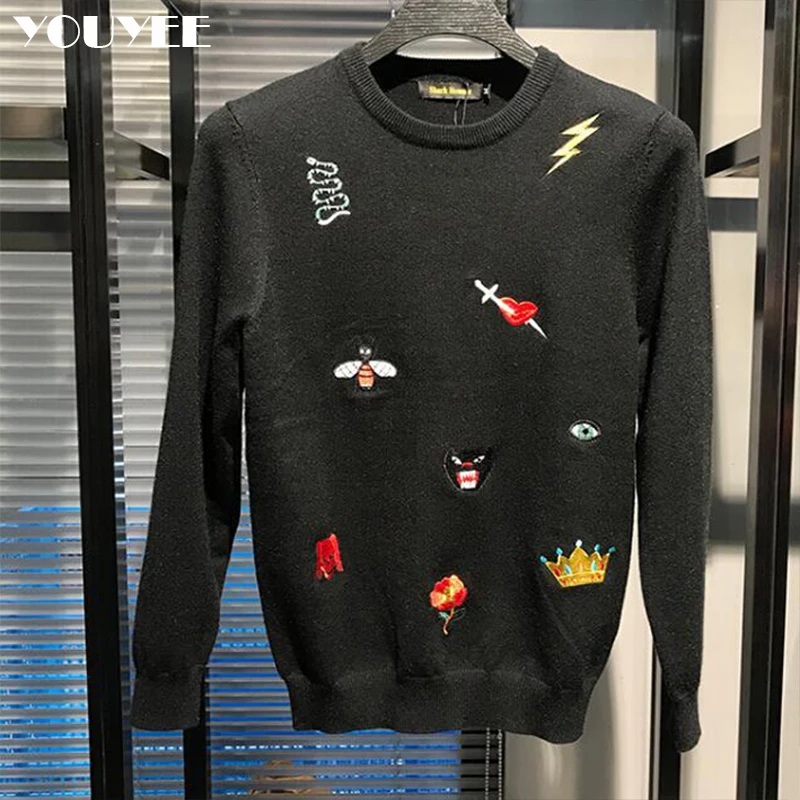 Men's Causal Christmas Pullover  Embroidery Printed Knitted Jumper Trend Sweaters Slim Fit High-Quality Winter New Male Clothes 5