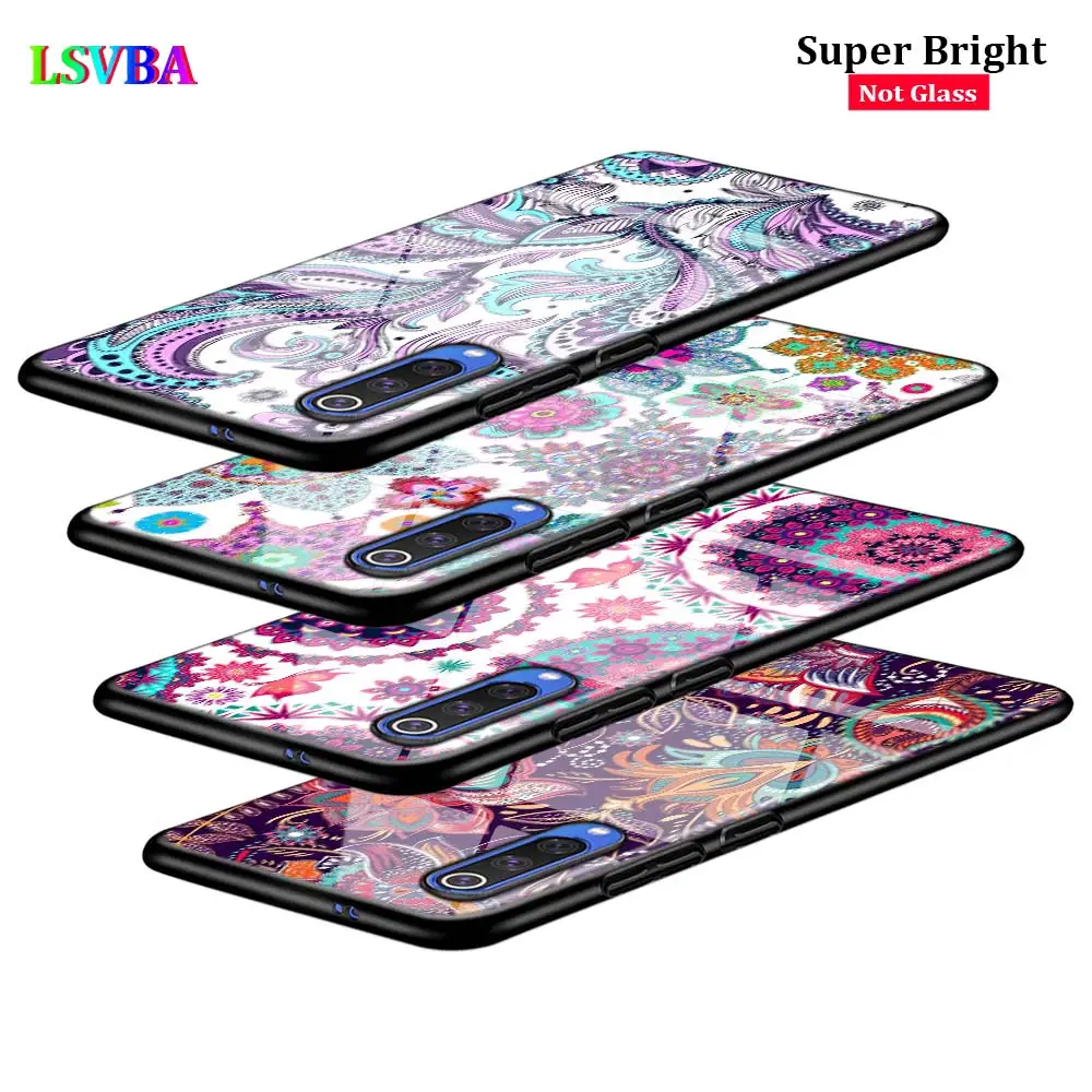 

Black Cover Flower Mandala Henna for Samsung Galaxy A80 A70 A60 A50 A40 A30 A20E A20Core A10 Super Bright Glossy Phone Case
