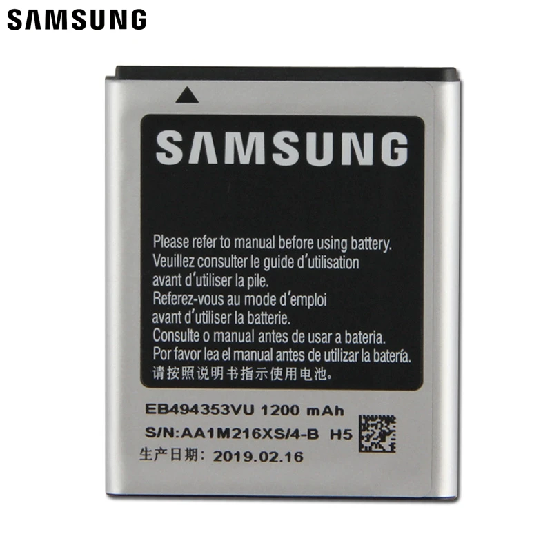 Оригинальная замена samsung Батарея для samsung S5330 GT-S5570 i559 S5570 S5232 C6712 S5750 натуральная EB494353VU EB494353VA