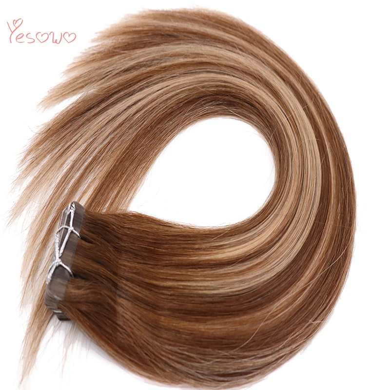 Yesowo Камбоджийский здоровые, телесные, дымные прически Silky Straight, выделите 4/24/4#2,5 г/шт. высокое качество дешевые лента для наращивания, человеческие волосы