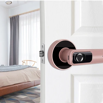 

Fingerprint Door Lock Electric Fingerprint Lock with Mechanical Key for Indoor Home Access Control(Single Tongue Right)