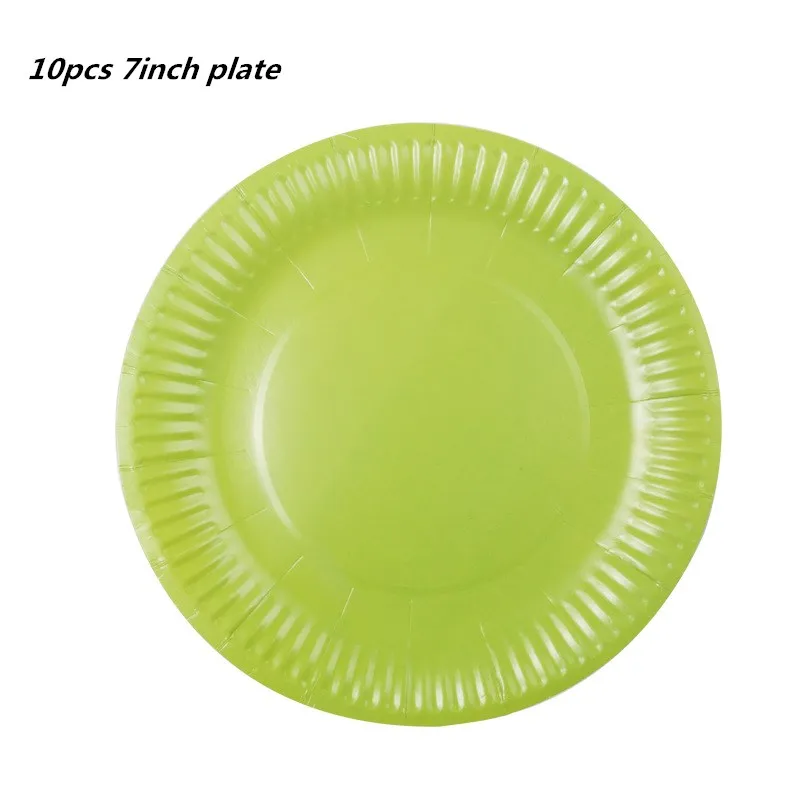 10pcs 7inch plate 10 шт. одноразовые бумажные тарелки для дня рождения вечерние круглая пластина тарелка для фруктов, пирожных лоток посуда День рождения расходные материалы - Цвет: 10pcs 7inch plate