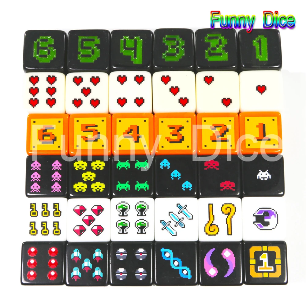 6 style for choose 18mm Digital D6 Dice Set 6pcs/set, Plastic 6 Sided Cube for Poker Card Game/Education Gambling,Board Game - Цвет: 1pc of each style