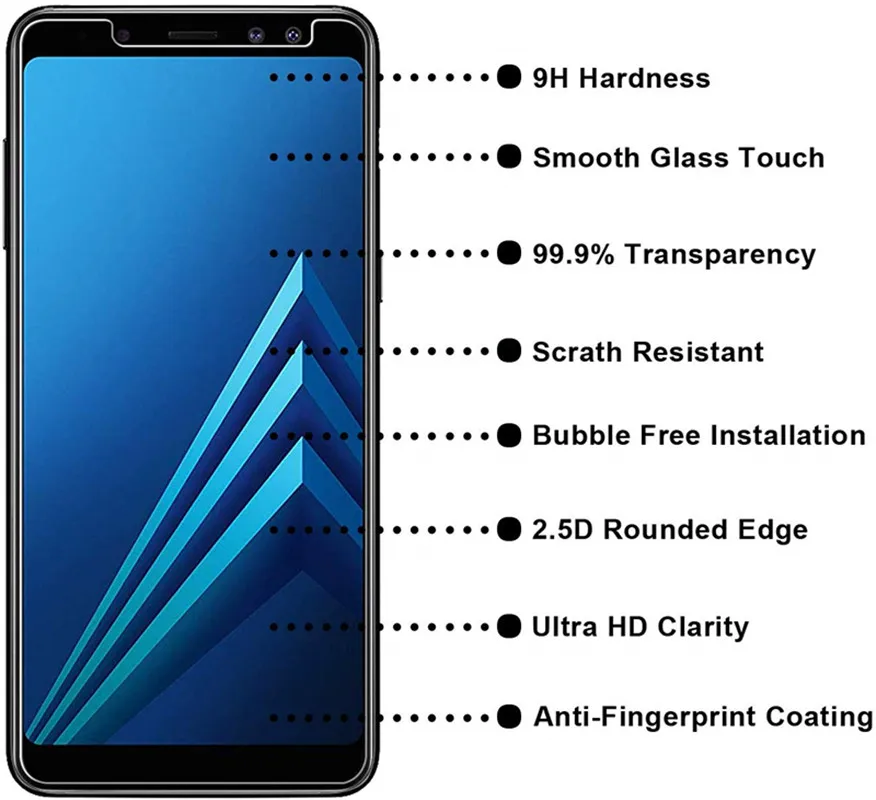 2 шт Защитное стекло для samsung Galaxy A5 A7 A8 A9 A8 Plus, защита экрана 2.5D, закаленное стекло для samsung A9 Star lite