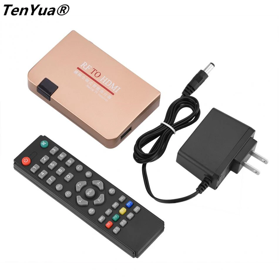 RF to HDMI All-standard Converter Analog TV Receiver Adapter Remote Control 100-240V Converters