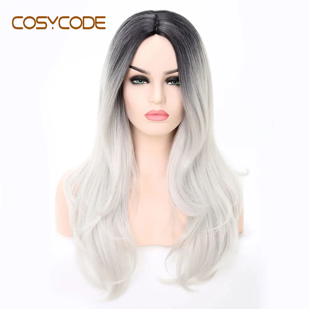 COSYCODE Blonde Women Wig with Wavy Ends 24 inch Long Middle Part Non-Lace Synthetic Costume Wig Cosplay Party 60 cm