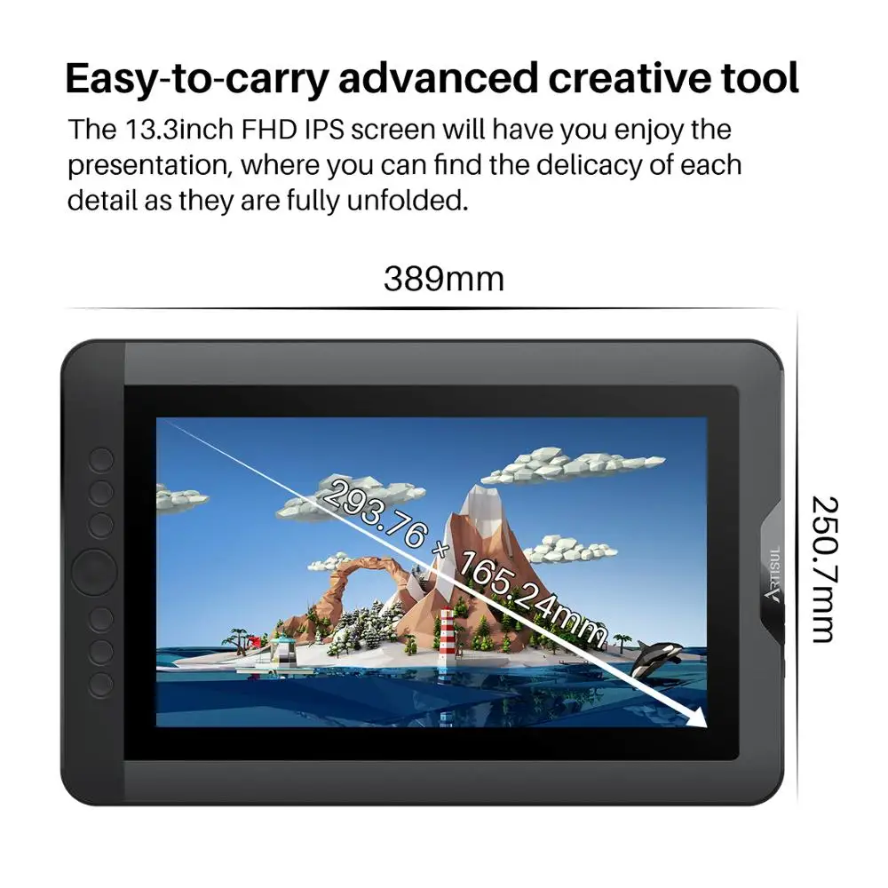 US $224.25 Artisul D13S Graphics Drawing Tablet Monitor 8192 Levels 133 inch IPS Digital Graphic Art Tablet with Express Keys and a Dial
