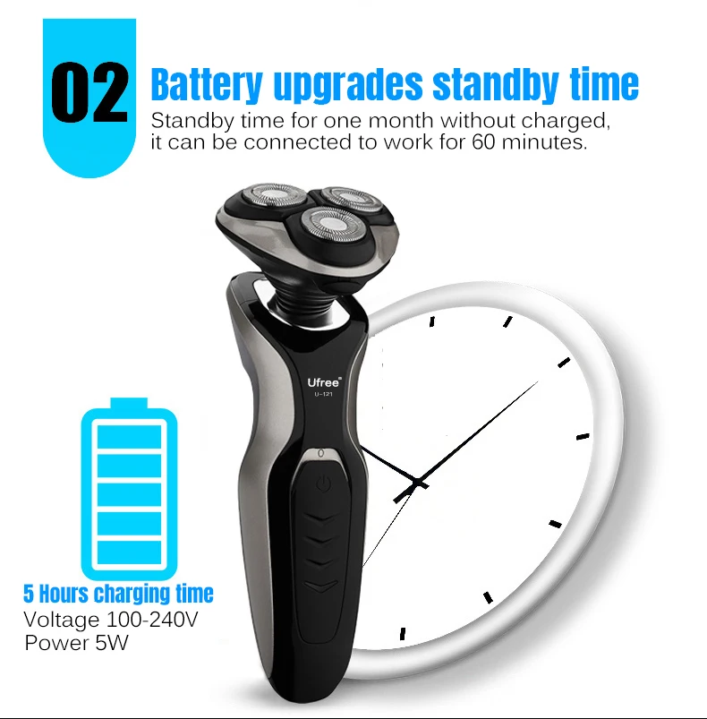 Men's Shaver Smart Male Rechargeable Three-Head Electric Shaving Machine Shaver For Men Head Foil 4D Washable