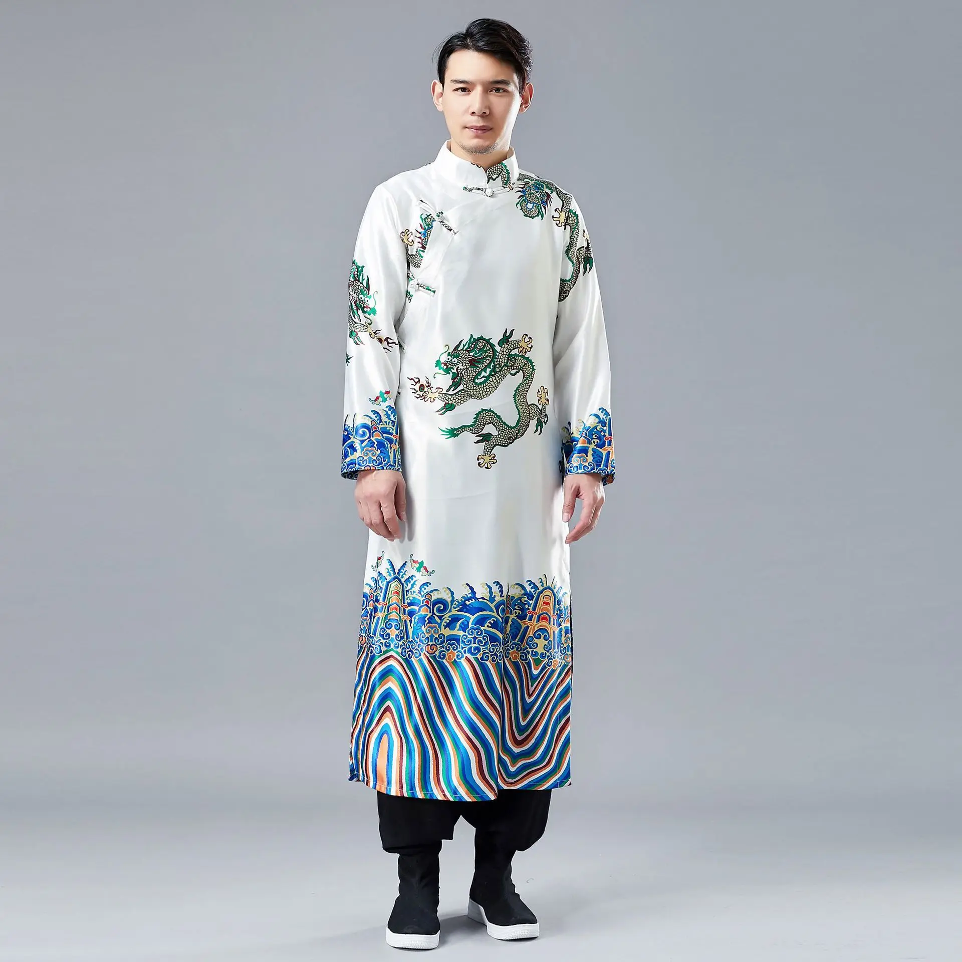 Чаншань Традиционный китайский стиль чаншань мужская одежда пластина пряжки кардиган национальный костюм emperorlong fu официальная одежда