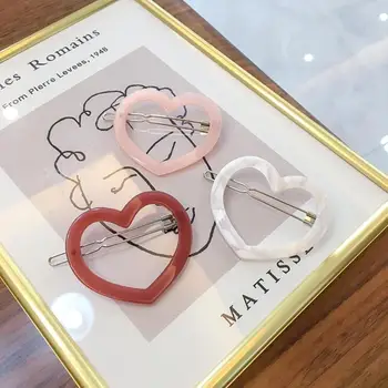 

New Fashion Arylic Heart Shaped Hair Clips For Women Acetate Barrette Headwear Leopard Hairpin Girls Hair Styling Accessories