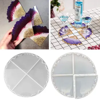

2Pcs Silicone Interlocked Coaster Mold Irregular Cup Bowl Mats Epoxy Resin Molds Geode Agate Slice Molds Art Crafts Tool
