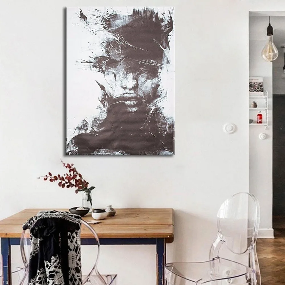 

Creative Abstract Figure Canvas Painting Modern Sketch Portrait Poster Study Studio Bedroom Wall Art Decor Painting Pictures