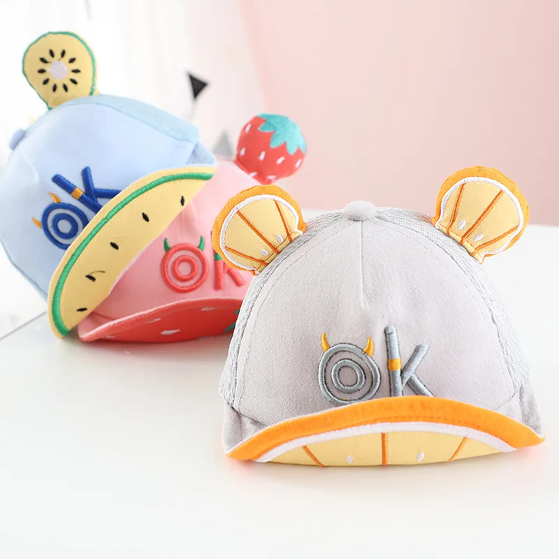 

Cartoon Baby Hat Cap Summer Spring Adjustable Baseball Cap Cute Striped Cotton Kids Sun Hat Baby Boy Girl Hats With Ears high qu