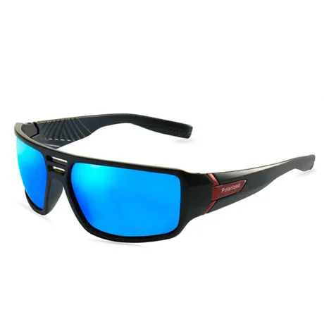 Glitztxunk, Модные поляризованные солнцезащитные очки, мужские, черные, квадратные, Ретро стиль, брендовые, дизайнерские, Ретро стиль, для вождения, солнцезащитные очки для мужчин, UV400 - Цвет линз: blue