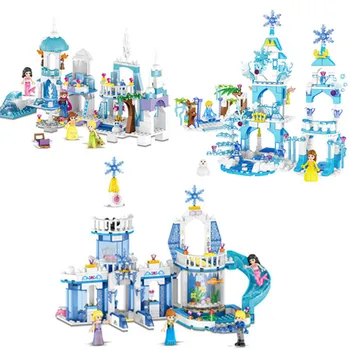 

Princess Frozen Ice Castle Elsa Anna Magical Ice Castle Model Building Blocks Bricks Toy Compatible With Friends