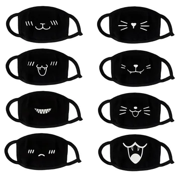 

Fashion Anime Mouth Mask Black Cute Unisex Cartoon Anime Cute Shape, Windproof Motorcycle Face Emoticon Masks