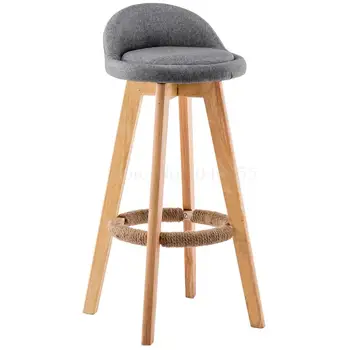 

Solid wood bar stool European bar chair retro rotating high stool creative modern minimalist back bar stool