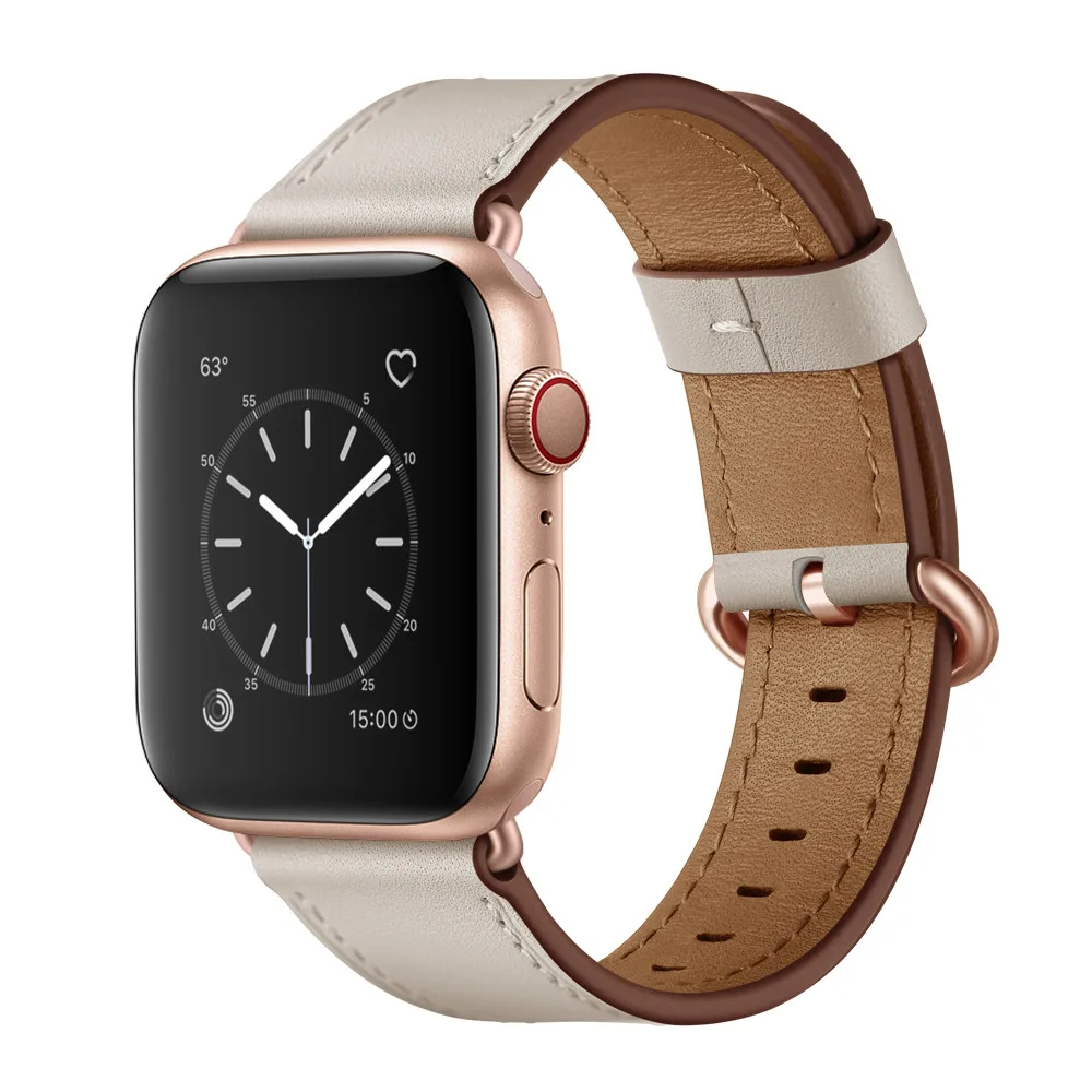 Ремешок для часов из натуральной кожи для Apple Watch 5, 4, ремешок, 40 мм, 44 мм, 38 мм, 42 мм, для женщин и мужчин, металлический ремешок с пряжкой, браслет для iwatch 1, 2, 3