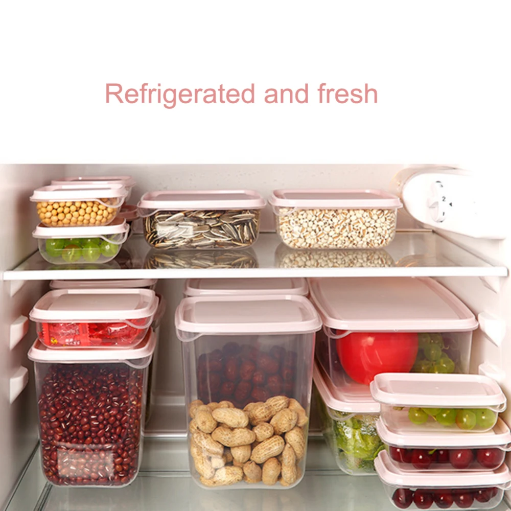 17 шт./компл. пластиковый холодильник коробка для хранения продуктов контейнер герметичный розовый коробки для хранения с крышкой для кухонное Хранение продуктов