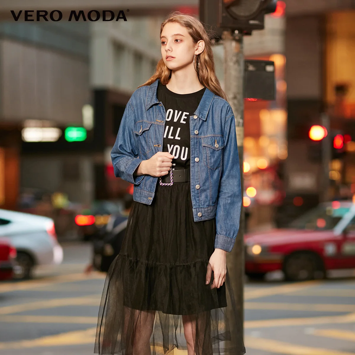 Vero Moda Новые поступления Женская короткая джинсовая куртка на шнуровке | 319157516