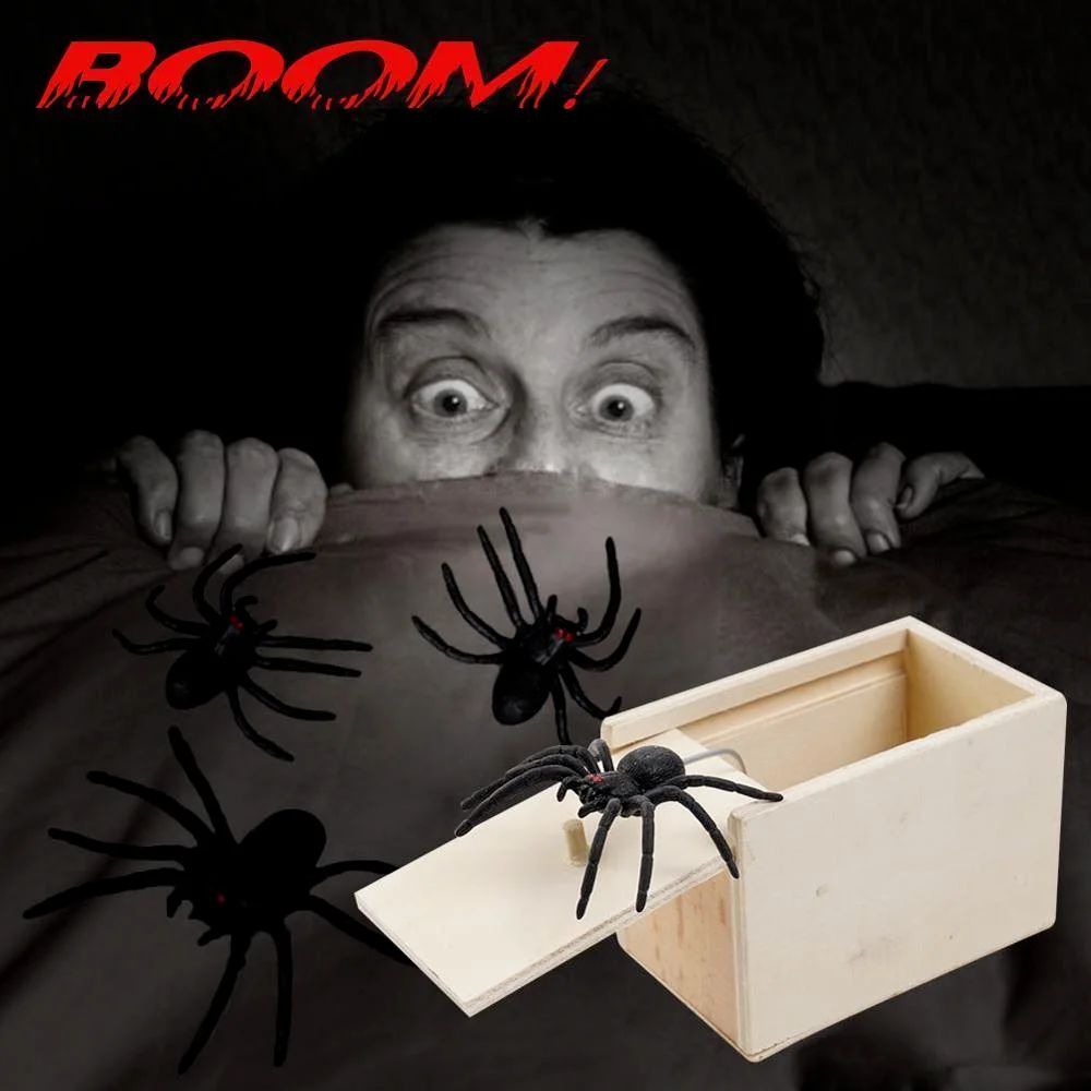 Funny Scare Box Wooden Prank Spider Hidden In Case Great Quality Prank-Wooden Scarebox Interesting Play Funny Play Joke Gift Toy