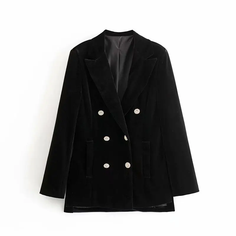

Western Style 2019 Autumn New Style Fashion Casual Velvet Jewelry Button Suit Jacket