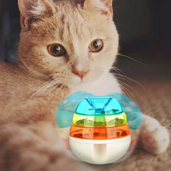 

New Dog Pet Cat Treat Dispenser Ball Toy Interactive Treat Cat Toys Activity Snackball Tumbler Design