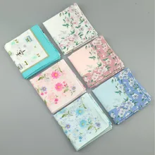 43*43 см винтажный хлопковый носовой платок для девушек цветочный квадратный носовой платок для женщин прекрасный носовой платок с цветочным узором Дамский квадратный Карманный платок