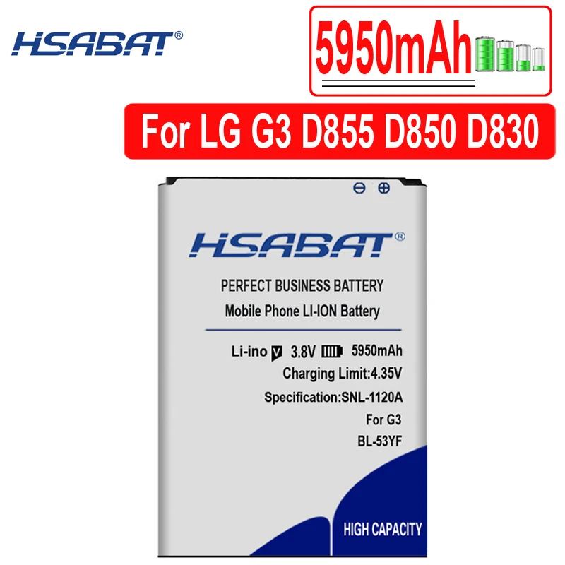 HSABAT 5950 мА/ч, BL-51YF Батарея для LG G4 H810 H815 H81 H818 H819 BL-53YH для LG G3 D858 D855 D857 D859 D850 F400 F460 F470 D830