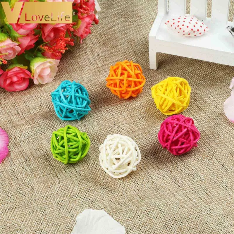 10 шт Красочные Ротанговые шары DIY украшения Sepak Takraw 3 см домашний орнамент