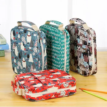 

Large capacity cartoon fabric pencil bag school student zipper pencil case pouch can fill 120 colored pens art supplies