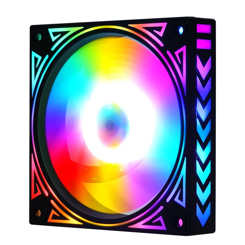 

rainbow iridescence 120mm fan 3pin + molex 4D LED fan computer cooling 12V mute CPU radiator installation simple game fan