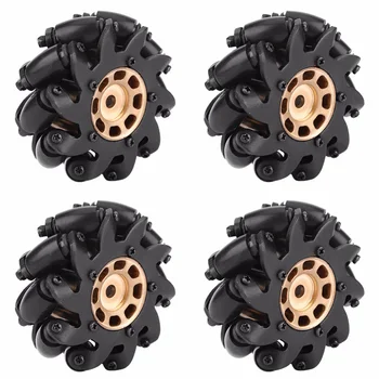 

4Pcs Mecanum Wheels Omnidirectional Wheels for Robot Car - Golden