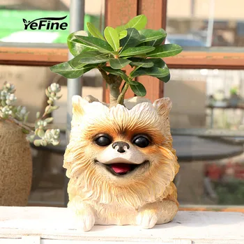 

YeFine Resin Flower Pots Decorative cute puppy Shape Desktop Planter Flowerpots Cartoon Animal Desktop Crafts