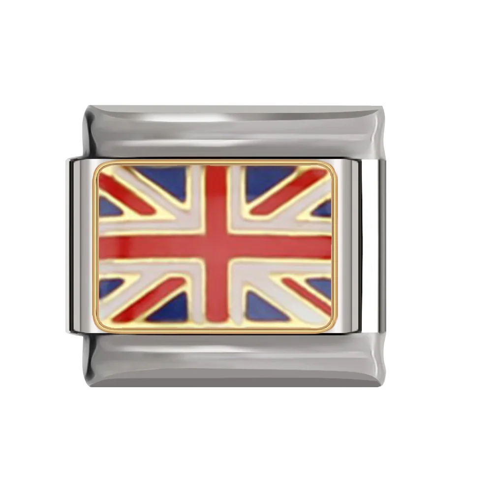 Fyour World Национальный флаг страны итальянский Шарм Маргаритка Fit 9 мм ширина браслет из нержавеющей стали для изготовления браслетов DJ046 - Окраска металла: United Kingdom