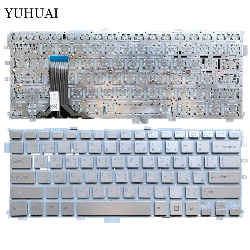 Арабский Серебряная клавиатура для ноутбука SONY Vaio SVP13A SVP132 SVP1321 SVP132A SVP1321S1EB SVP1321L1EBI SVP1321S9EB SVP1321