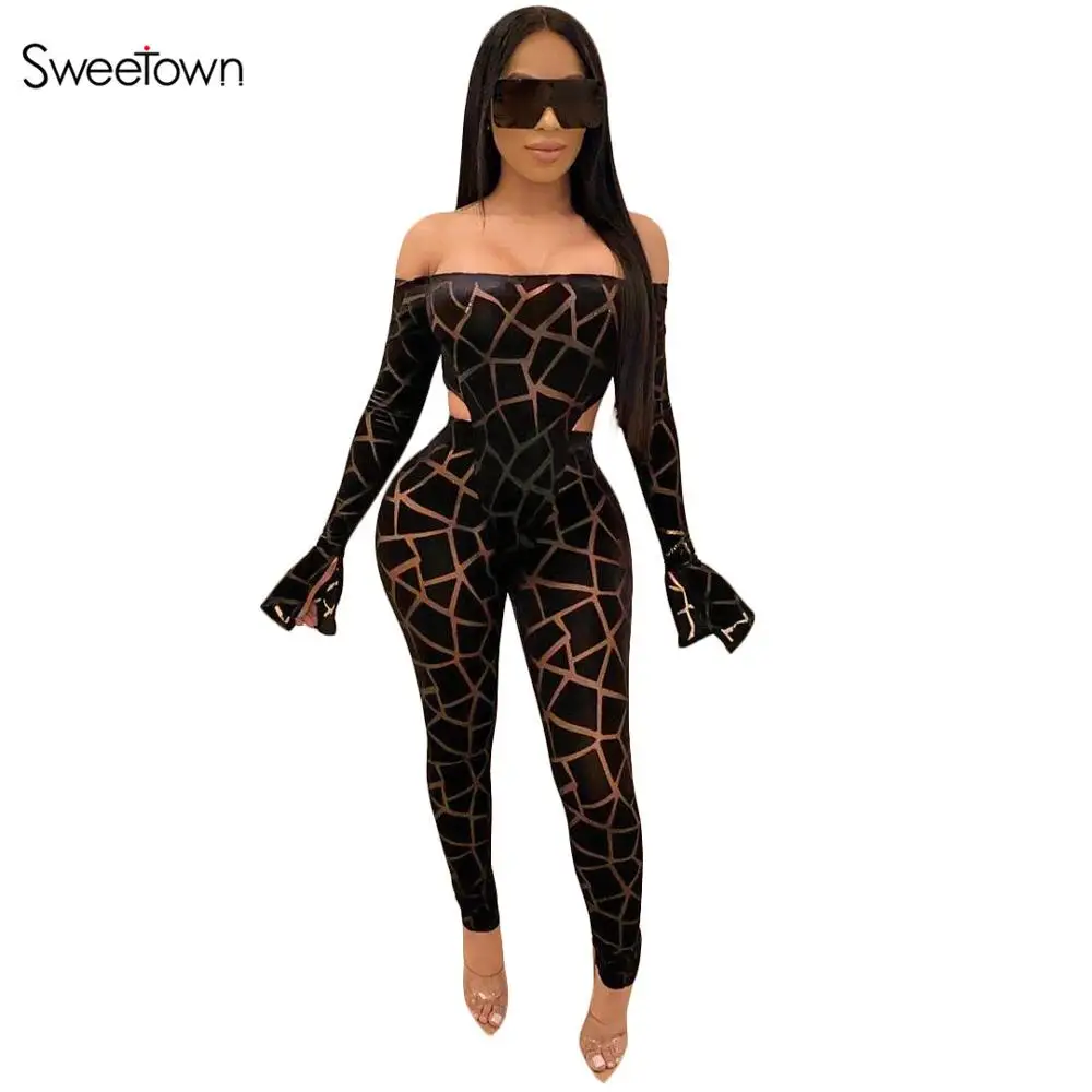 Sweetown, прозрачный, сексуальный, паутина, сетка, для женщин, из двух частей, наряды, с вырезом лодочкой, с длинным рукавом, боди, комбинезон+ обтягивающие леггинсы, комплект