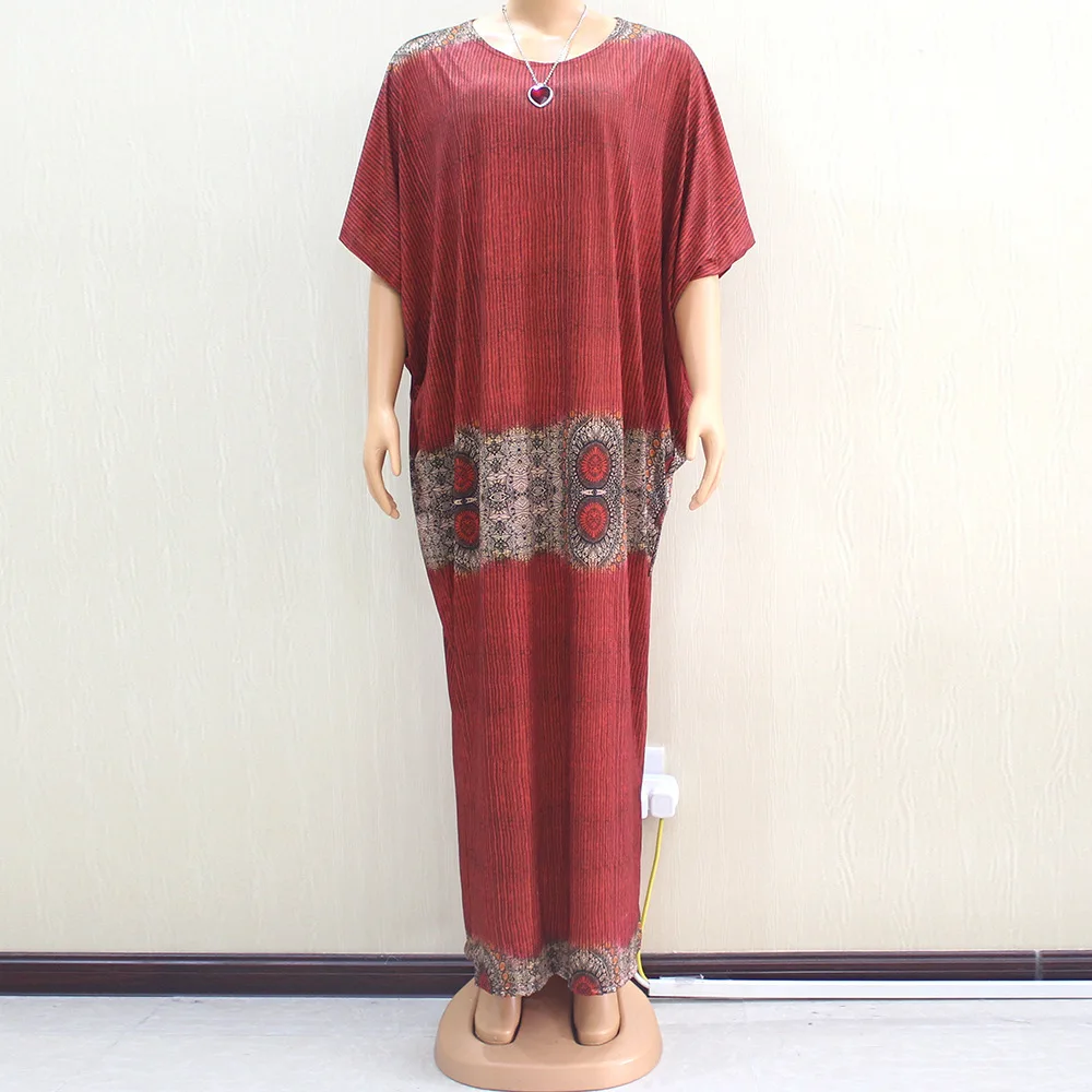 African Design Dashiki Dress Silk Print Pattern Bat Sleeve Muslim Abaya Bazin Robe Gowns Broder Riche Sexy Lady Evening Party