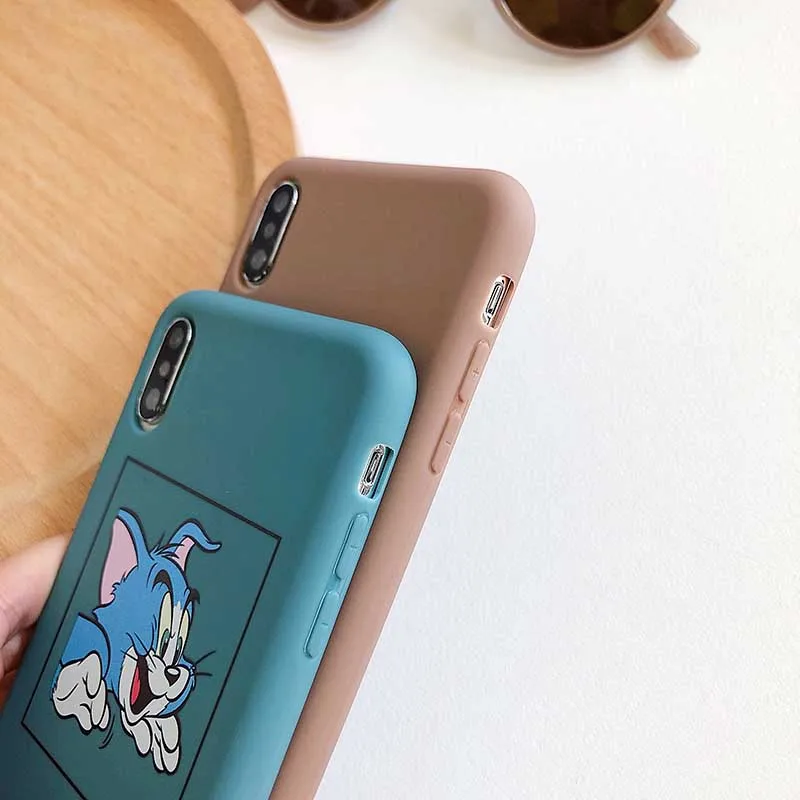 Забавный чехол для телефона Tom Jerry для iPhone 11Pro X XS Max XR 6 6S 7 8 Plus, мягкий силиконовый защитный чехол из ТПУ с милым мультяшным котом Маусом