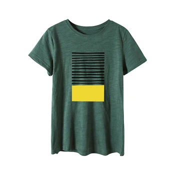 

2019 Fashion Plus Size Women T-shirt 100% Cotton Tees Geometric Printed T-Shirt Women O-Neck Short Sleeve Tshirt Top