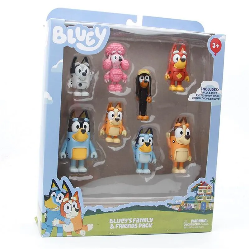 Экшн-фигурка Bluey Family 8 шт./компл. куклы Friends подвижная модель собаки игрушки для