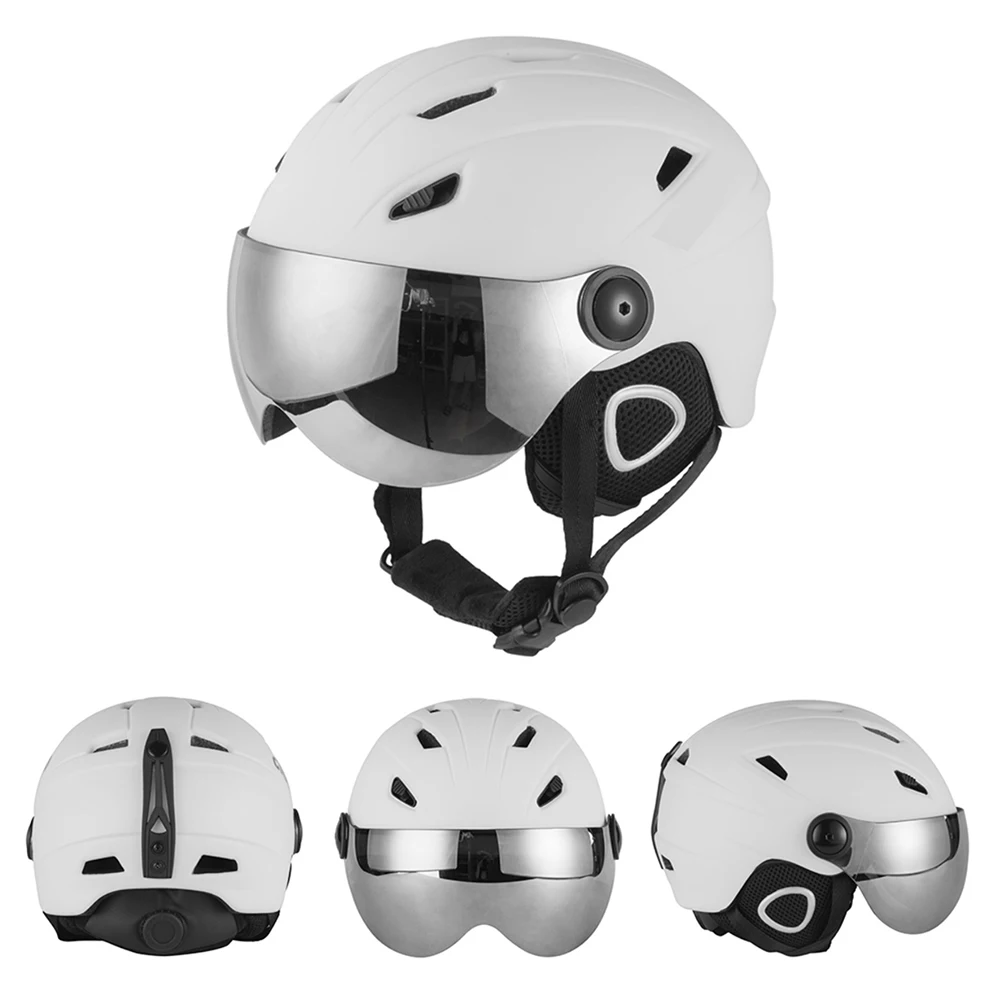 Зимний теплый шлем для сноуборда, лыжного спорта, защитные сани, шлем для скутера, защитная крышка, полузакрытый лыжный шлем с очками, козырек