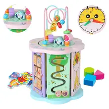 9 в 1 деревянный многофункциональный куб деятельности бисера лабиринт, Подарочные игрушки для детей до 3 лет