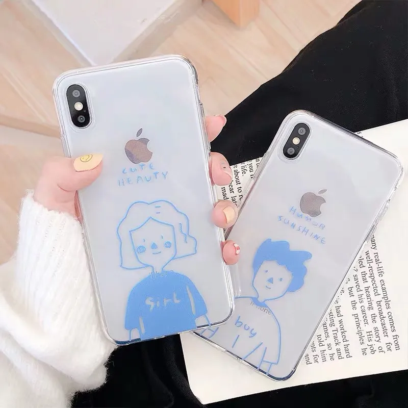 Корейский свежий милый прозрачный чехол для телефона девочек парней iPhone 7 8 6 plus XS